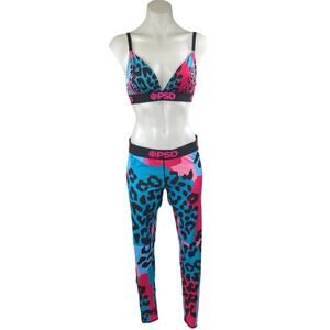 PSD Women's Scattered Cheetah Print Sports Bra & Skinny Leggings Matching Set M